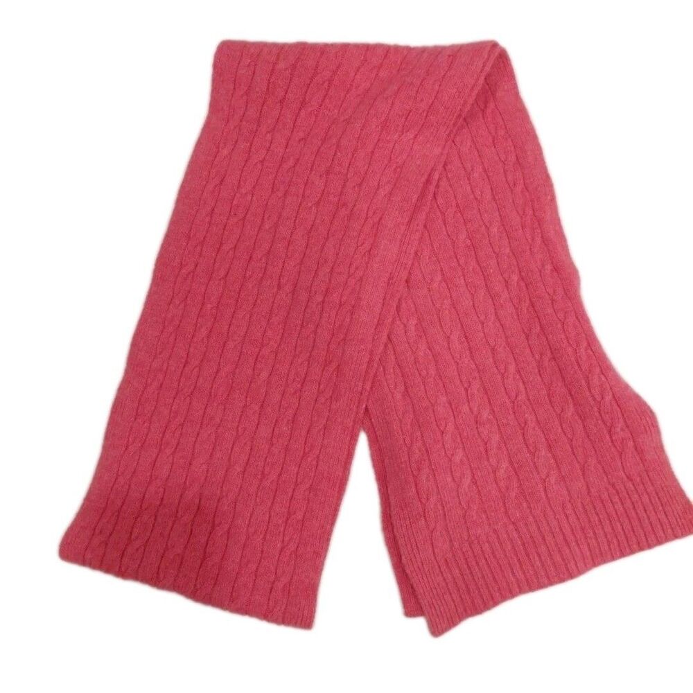 Pink Cashmere Polo Ralph Lauren Cable Knit Scarf Soft Warm Winter Accessory EUC